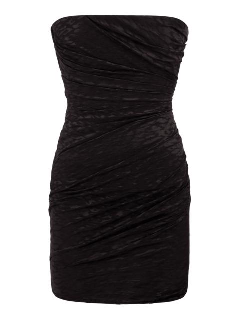 ALEX PERRY Tucked Leopard Lace Mini Dress black