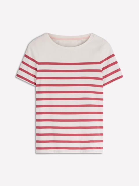 BODEN Olivia Short Sleeve Breton-Earth Red, Ivory Stripe