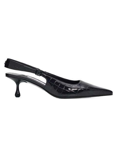 JIMMY CHOO Women's Amel 50MM Embossed-Leather Slingback Pumps - Marine