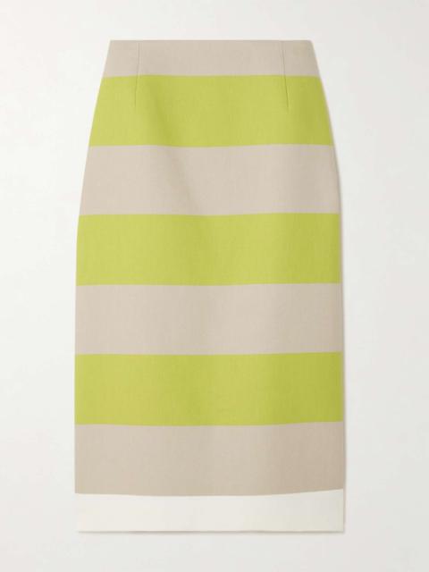 Dries Van Noten Striped cotton-twill midi skirt