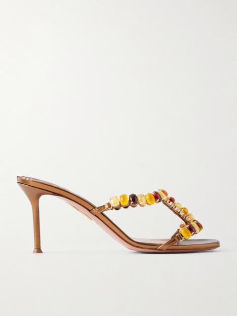 AQUAZZURA Mystic Stone 75 Crystal-embellished Leather Sandals