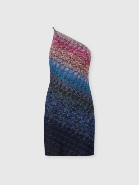 Missoni One-shoulder dégradé viscose lamé mini dress