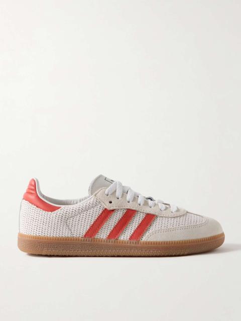 adidas Originals Samba OG suede and leather-trimmed knitted sneakers