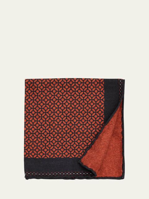 Brunello Cucinelli Men's Geometric-Print Silk Pocket Square