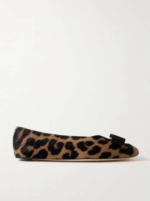 FERRAGAMO Vanna Leopard-print Calf Hair Ballet Flats