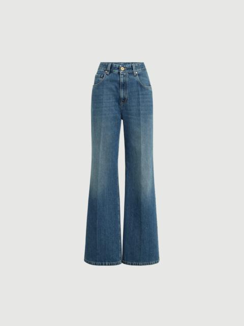 Brunello Cucinelli Authentic denim contemporary loose trousers with monili