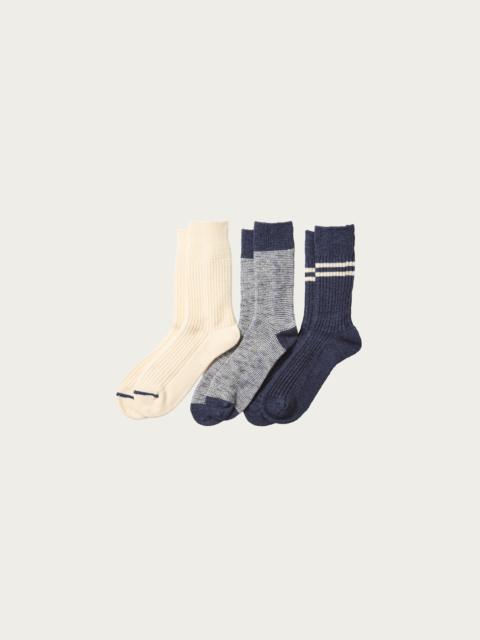 ROTOTO® Recycled Cotton Wool Daily 3 Pack Socks - Navy