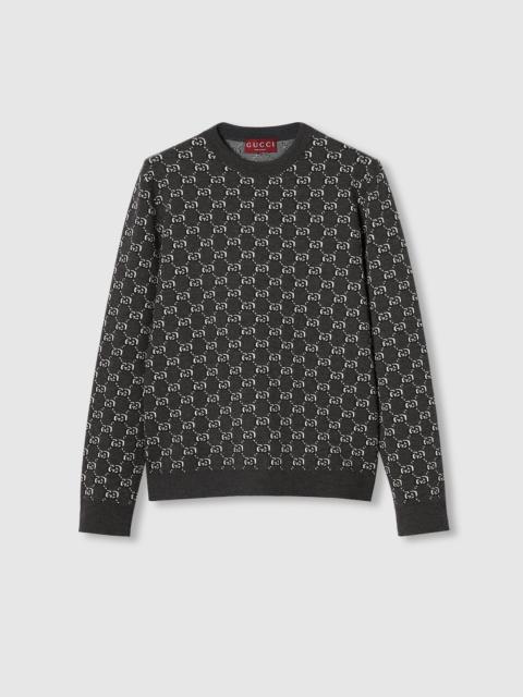 GUCCI Wool jacquard sweater with GG Shadow