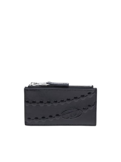 Diesel embossed zip card case