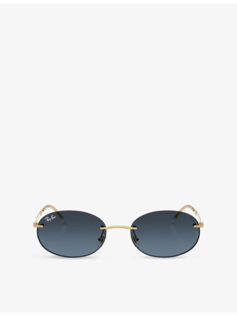 Ray-Ban RB3767 Oval-Frame Metal Sunglasses