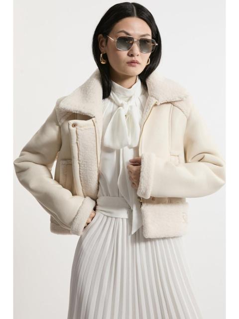 KAREN MILLEN Faux Fur Aviator Crop Jacket