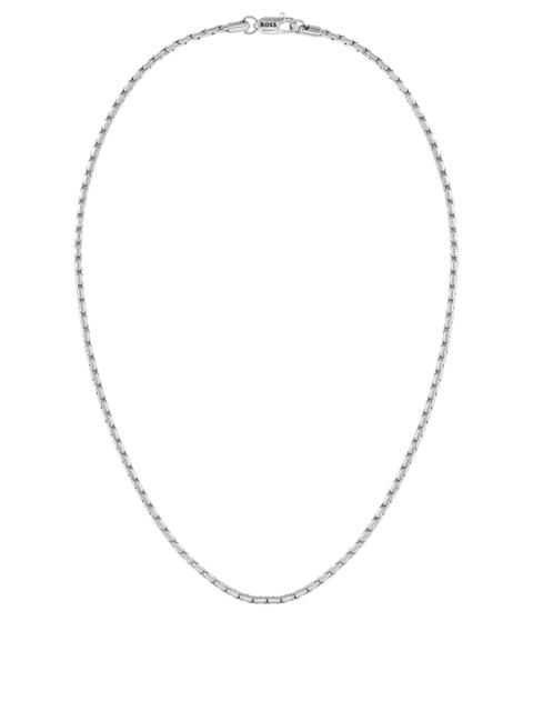 BOSS SILVER-TONE NECKLACE WITH BRANDED LOBSTER CLASP