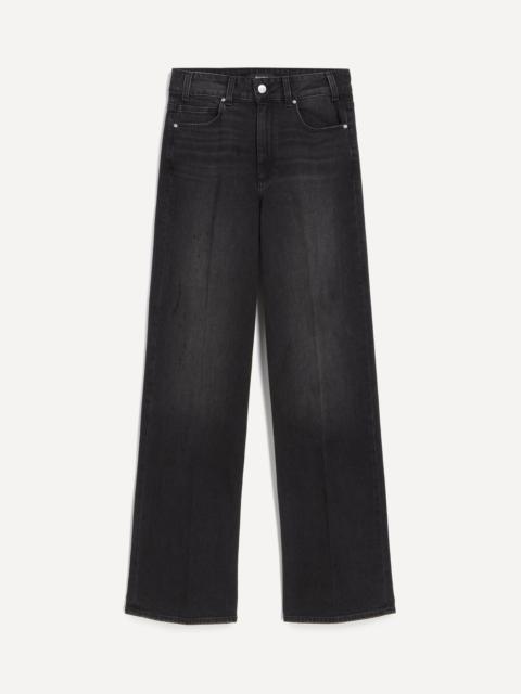 PAIGE Sasha 32 ” Wide-Leg Jeans in Viper Black Distressed