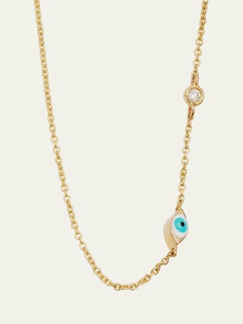 SYDNEY EVAN 14k Gold Evil Eye Necklace with Single Diamond