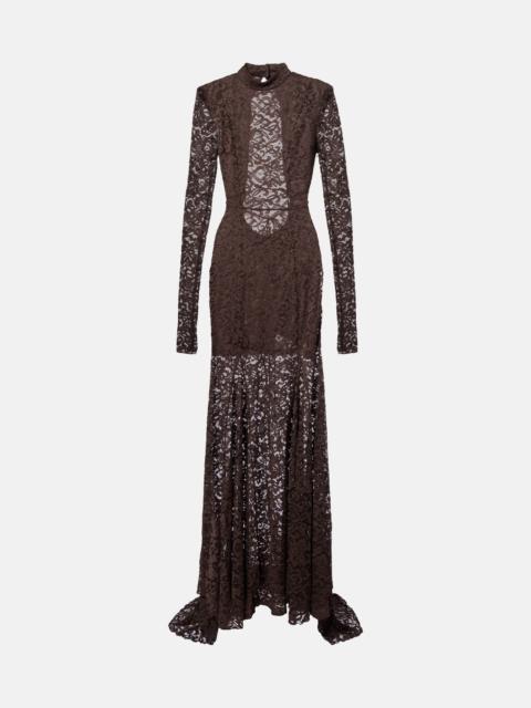 ROTATE Open-back floral lace  gown