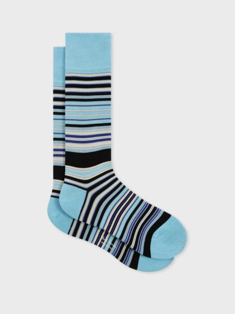 Paul Smith Blue Colour Block Stripe Socks
