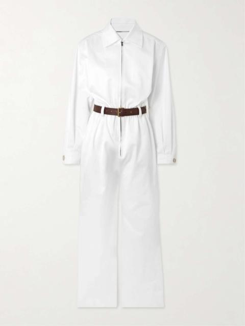 SAINT LAURENT Belted cotton-twill jumpsuit