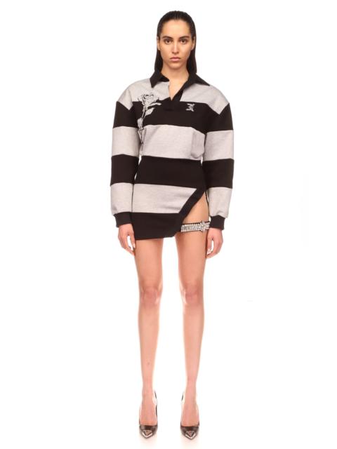 David Koma Crystal-Embellished Cotton Mini Dress stripe