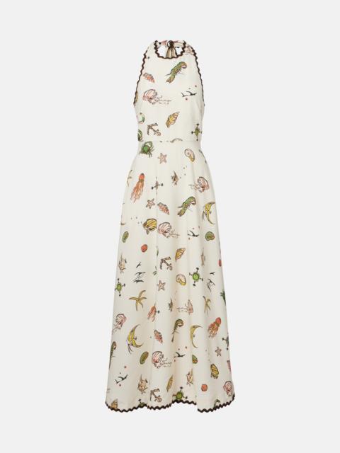 ALÉMAIS Printed halterneck midi dress
