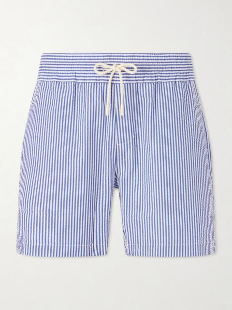 Portuguese Flannel Atlantico Straight-Leg Striped Cotton-Seersucker Shorts Blue