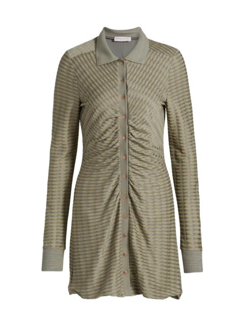 RAMY BROOK Women's Ivette Textured Stripe Mini-Shirtdress - Olive Green Scallop