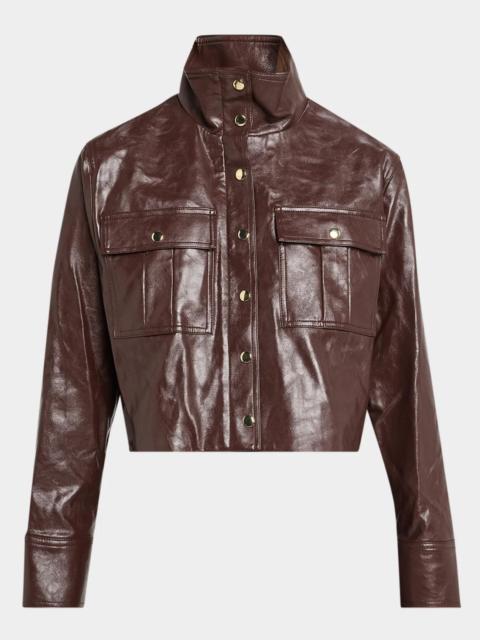 Alice + Olivia James Faux-Leather Cropped Parka