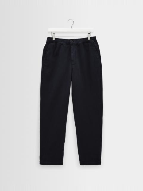 Wax London Kurt - Navy Crinkle Cotton-Linen Relaxed Fit Trousers
