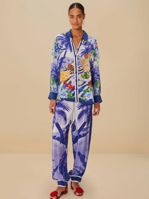 FARM RIO Blue Fresh Table Scarf Pajama Pants