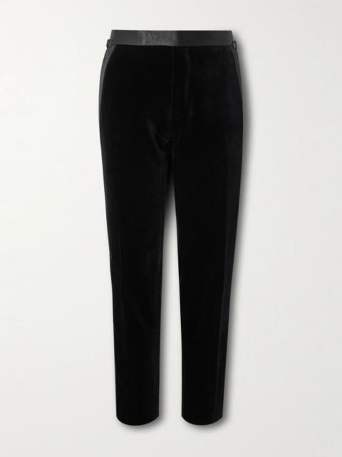 TOM FORD Straight-Leg Satin-Trimmed Velvet Tuxedo Trousers Black