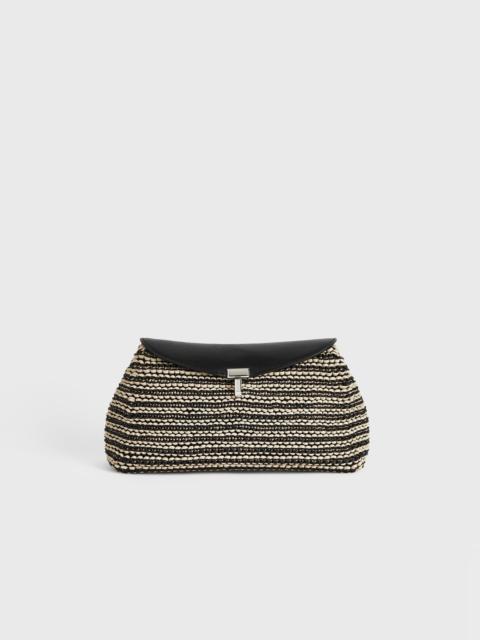 TOTEME T-lock woven-leather clutch black/sand