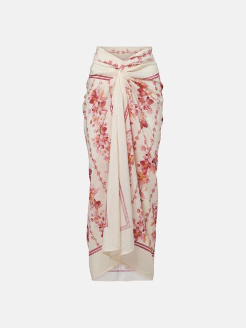 Agua by Agua Bendita Lavanda floral cotton and silk beach cover-up