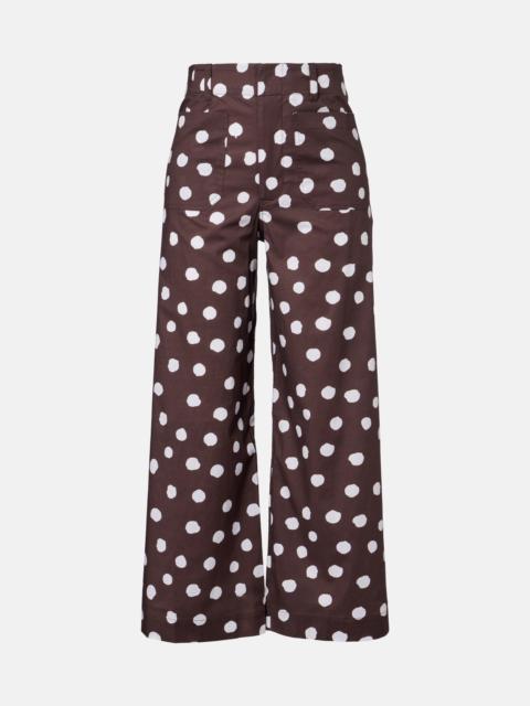 ADRIANA DEGREAS Polka-dot cotton-blend wide-leg pants