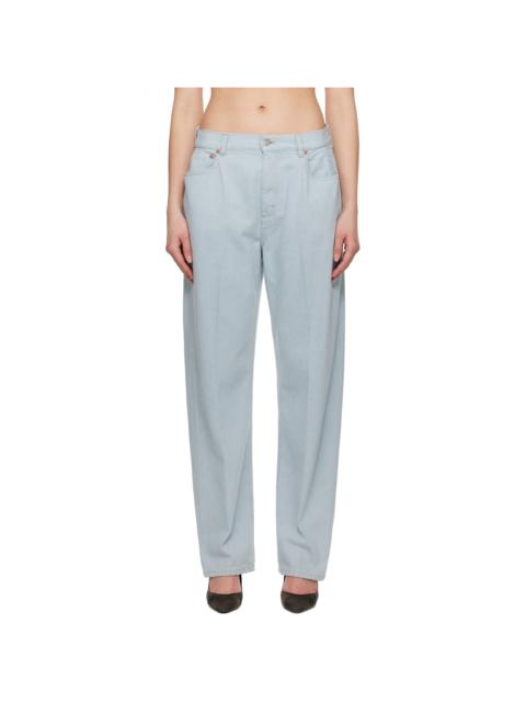 Victoria Beckham Blue Straight Kick Pocket Boyfriend Jeans