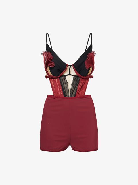 NENSI DOJAKA Petal Open-Back Silk Playsuit