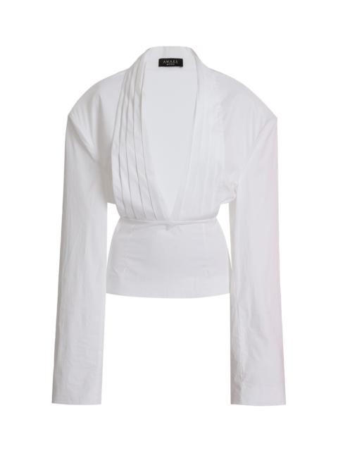 Cummerbund Collar Tuxedo Top white