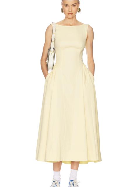 HELSA Stretch Cotton Sateen Midi Dress