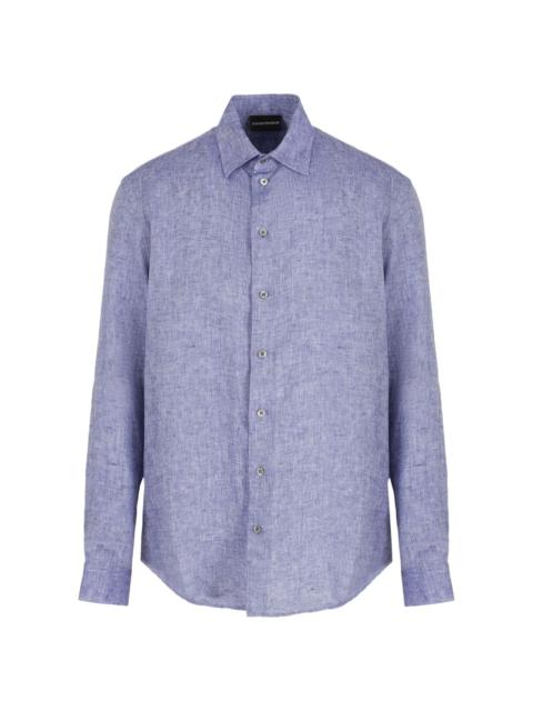 EMPORIO ARMANI textured-weave linen shirt