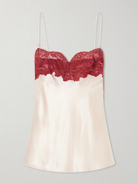 SAINT LAURENT Lace-trimmed Silk-satin Camisole