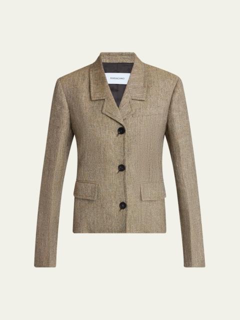 FERRAGAMO Wool-Cashmere Single-Breasted Blazer Jacket