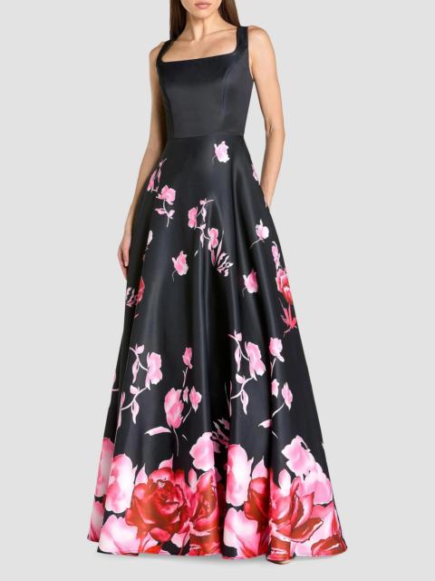 MAC DUGGAL Women's Floral Satin Ball Gown - Black Multi