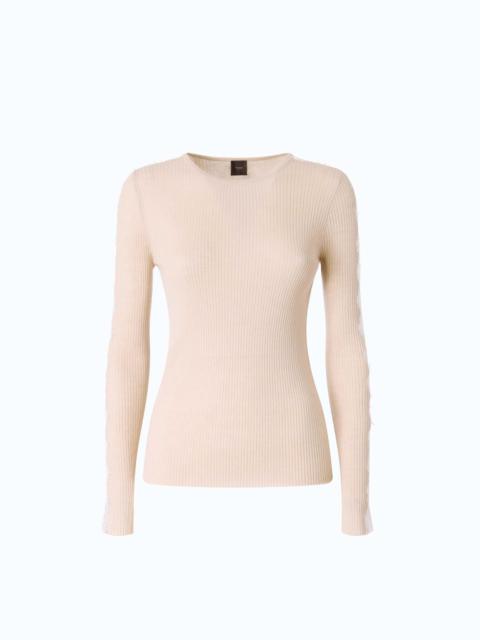 PINKO RIBBED SWEATER WITH LACE