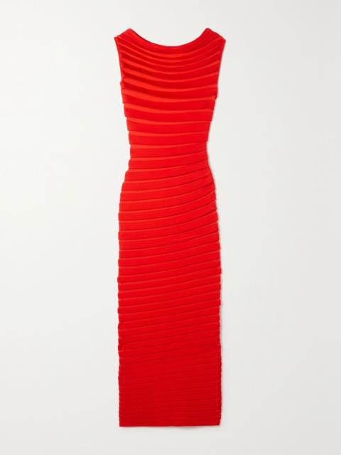 Alaïa Layered knitted maxi dress Red