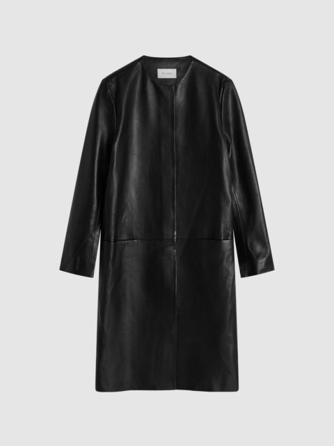 ST. AGNI Leather Minimal Coat - Black