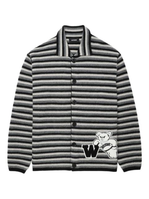We11done striped teddy-applique cardigan