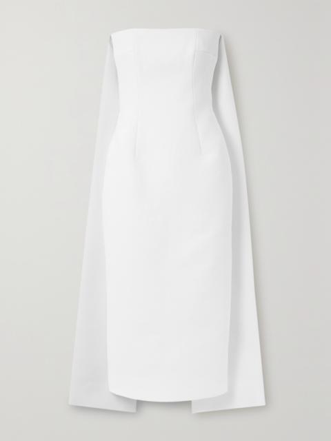 EMILIA WICKSTEAD Xanthe Strapless Cape-effect Cloqué Midi Dress