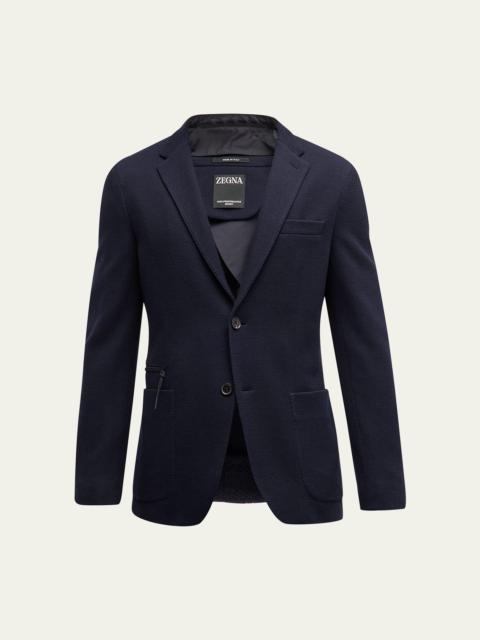 Men's High-Performance Jersey Sport Coat with Suede Bib