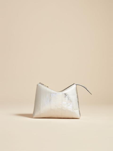 The Lina Pochette in Silver Eel Leather