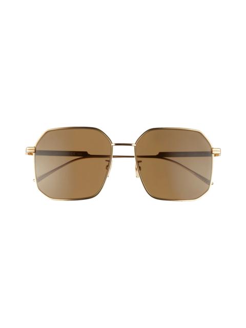 58mm Square Sunglasses in Gold/Brown