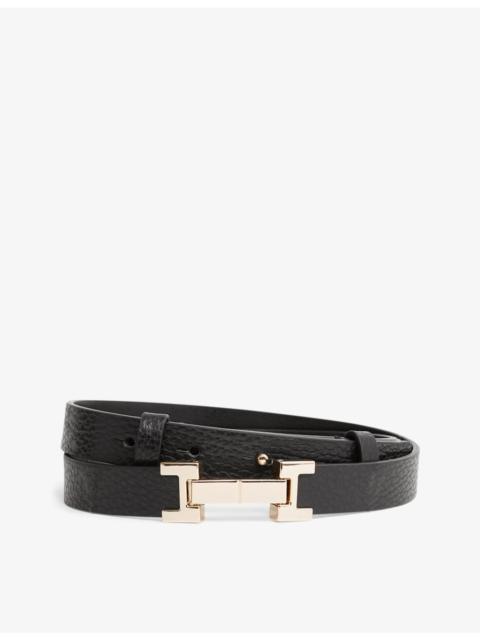 REISS Hayley hinged-buckle leather belt