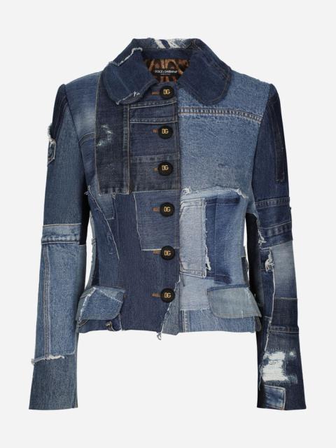 Dolce & Gabbana Single-breasted denim patchwork jacket
